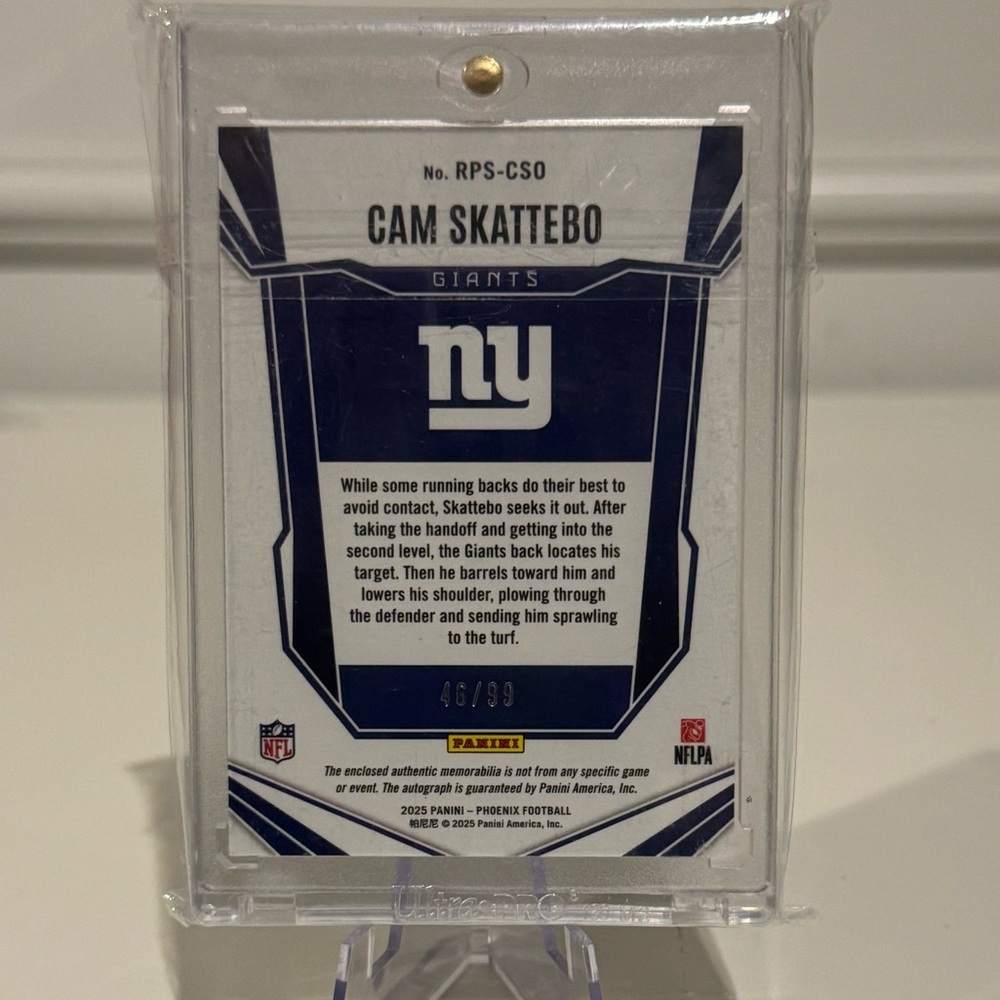 🔥 2025 Cam Skattebo 46/99 Panini Phoenix RPA Autograph. New York giants - Picture 3 of 3